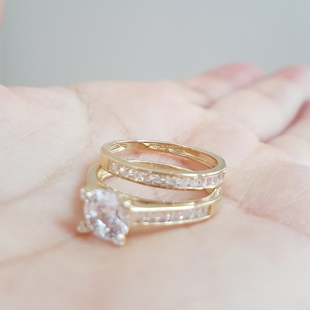 14k Yellow gold Engagement Ring & Wedding 2pc - Picture 7 of 14